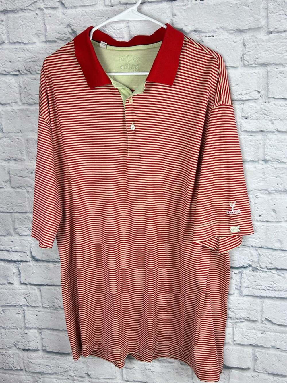 Cutter & Buck Deer Creek Polo Shirt XXL Red White Stripe Mercerized Cotton